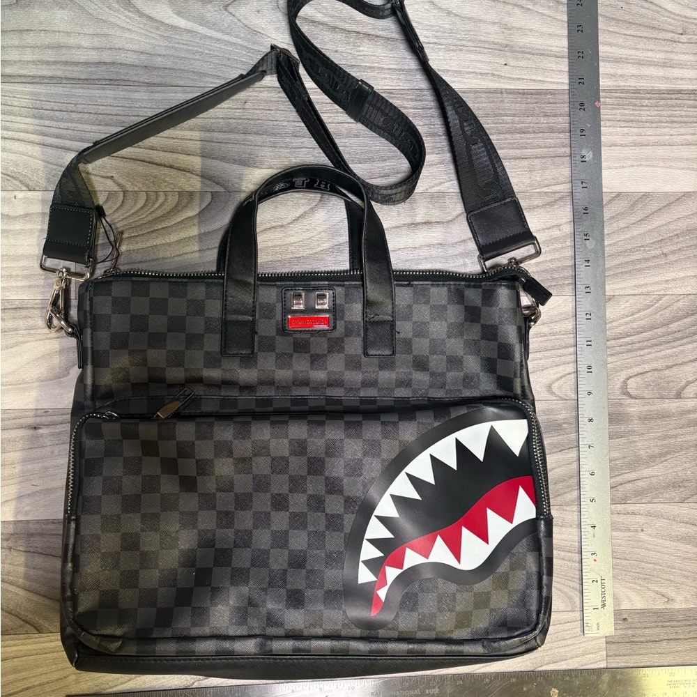 Sprayground Black Checkered Travel Bag